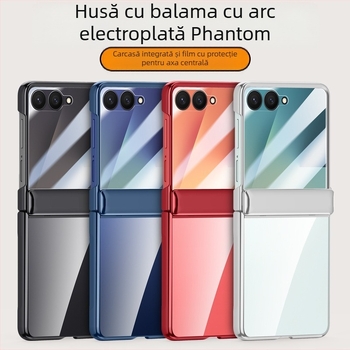 Carcasă PC pentru Samsung Galaxy Z Flip7 cu balama electroplateată și prindere magnetică, folie încorporată, protecție la căderi și rezistență la uzură