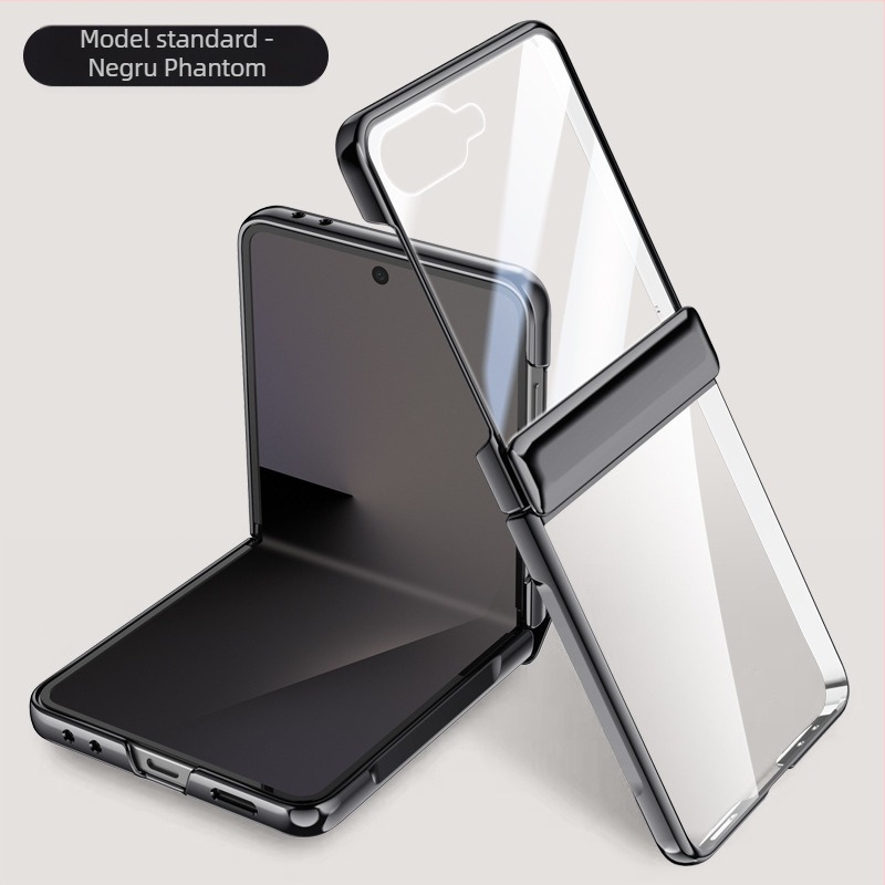 Carcasă PC pentru Samsung Galaxy Z Flip7 cu balama electroplateată și prindere magnetică, folie încorporată, protecție la căderi și rezistență la uzură
