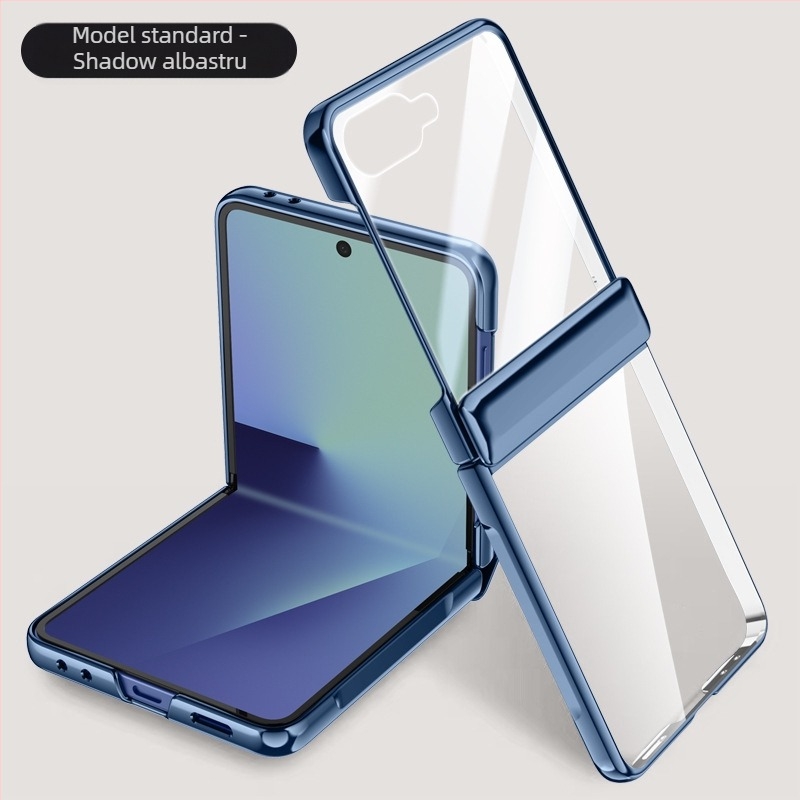 Carcasă PC pentru Samsung Galaxy Z Flip7 cu balama electroplateată și prindere magnetică, folie încorporată, protecție la căderi și rezistență la uzură