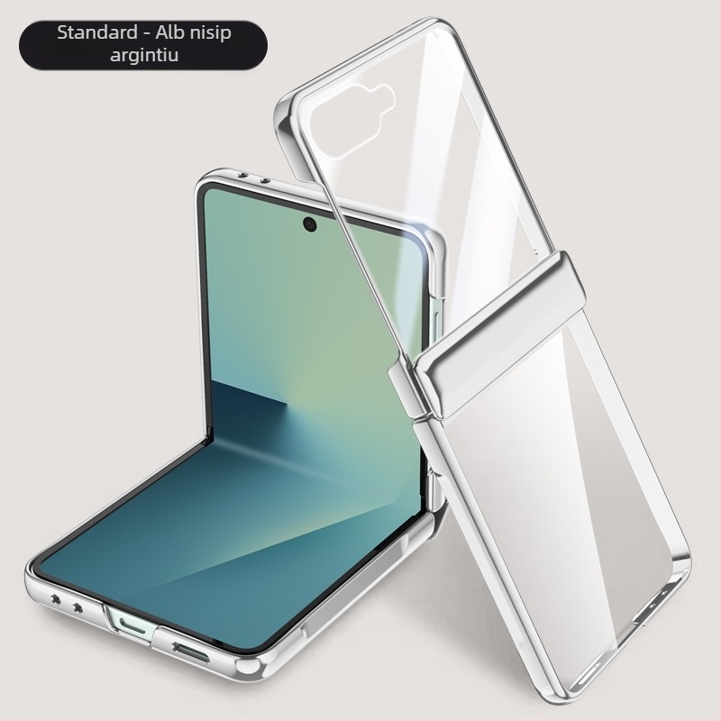 Carcasă PC pentru Samsung Galaxy Z Flip7 cu balama electroplateată și prindere magnetică, folie încorporată, protecție la căderi și rezistență la uzură