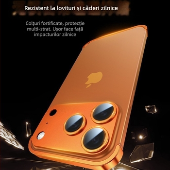 Padă metalică pentru colțuri pentru iPhone 12–14 Pro/Max, finisaj mat, protecție împotriva șocurilor și disipare a căldurii, rezistent la uzură, anti-amprente