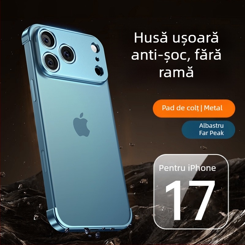 Padă metalică pentru colțuri pentru iPhone 12–14 Pro/Max, finisaj mat, protecție împotriva șocurilor și disipare a căldurii, rezistent la uzură, anti-amprente