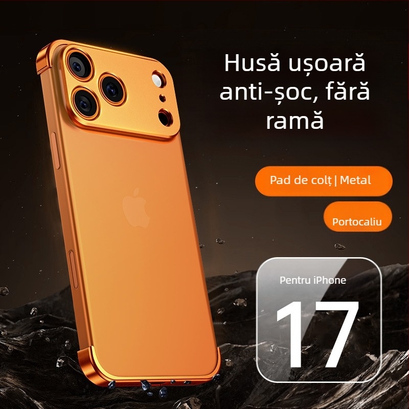 Padă metalică pentru colțuri pentru iPhone 12–14 Pro/Max, finisaj mat, protecție împotriva șocurilor și disipare a căldurii, rezistent la uzură, anti-amprente