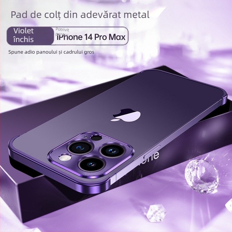 Padă metalică pentru colțuri pentru iPhone 12–14 Pro/Max, finisaj mat, protecție împotriva șocurilor și disipare a căldurii, rezistent la uzură, anti-amprente