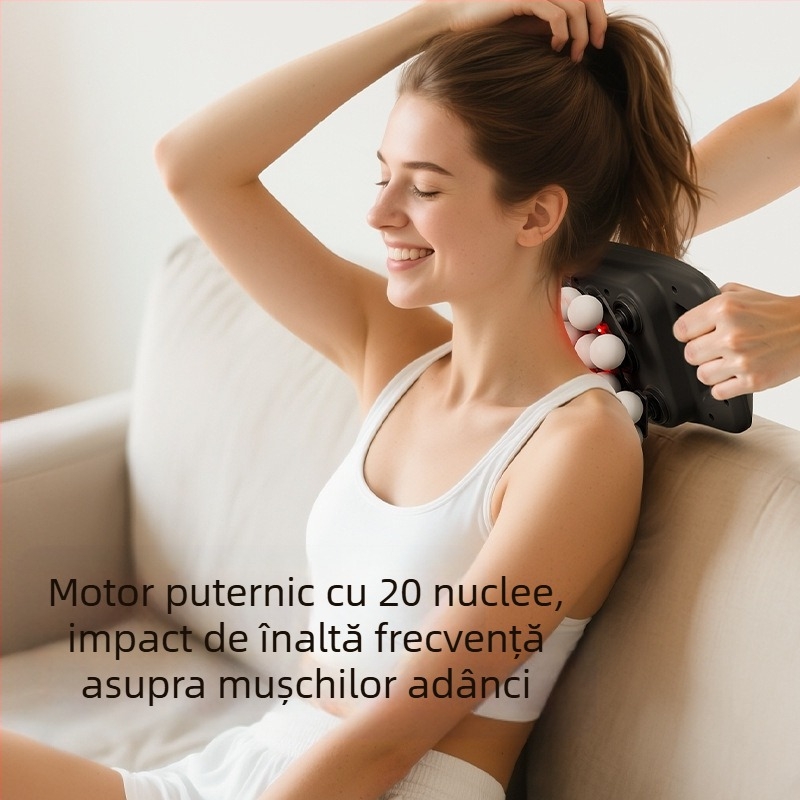 Masaj muscular cu mai multe capete, reîncărcabil, pentru talie și spate, vibrație de înaltă frecvență, 6+ capete, baterie încorporată 2000–4000 mAh, autonomie 1–3 ore, zgomot redus