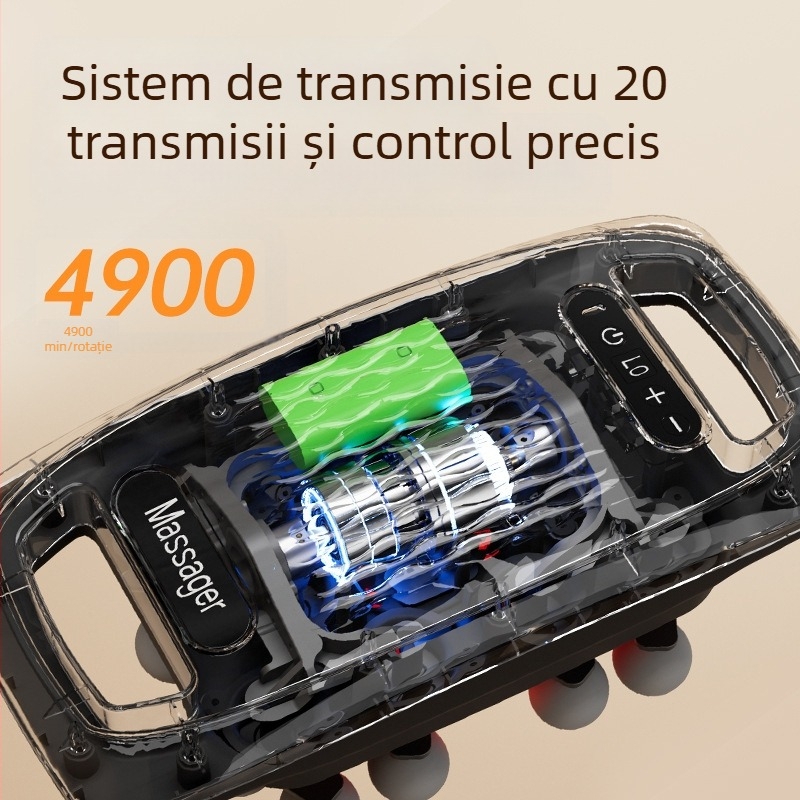 Masaj muscular cu mai multe capete, reîncărcabil, pentru talie și spate, vibrație de înaltă frecvență, 6+ capete, baterie încorporată 2000–4000 mAh, autonomie 1–3 ore, zgomot redus