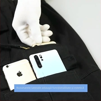 Pantaloni casual de lucru pentru bărbați, croială lejeră, din bumbac, talie medie, fermoar, drept, multe buzunare