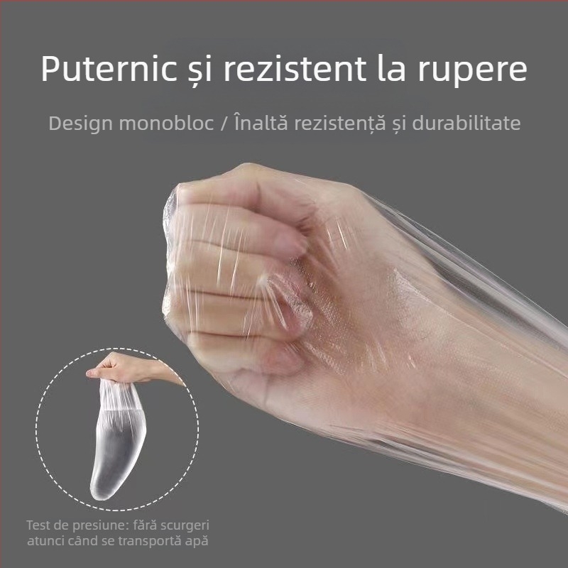 Acoperitoare de picioare de unică folosință din PE, transparente, protecție împotriva prafului, set de 100 buc.