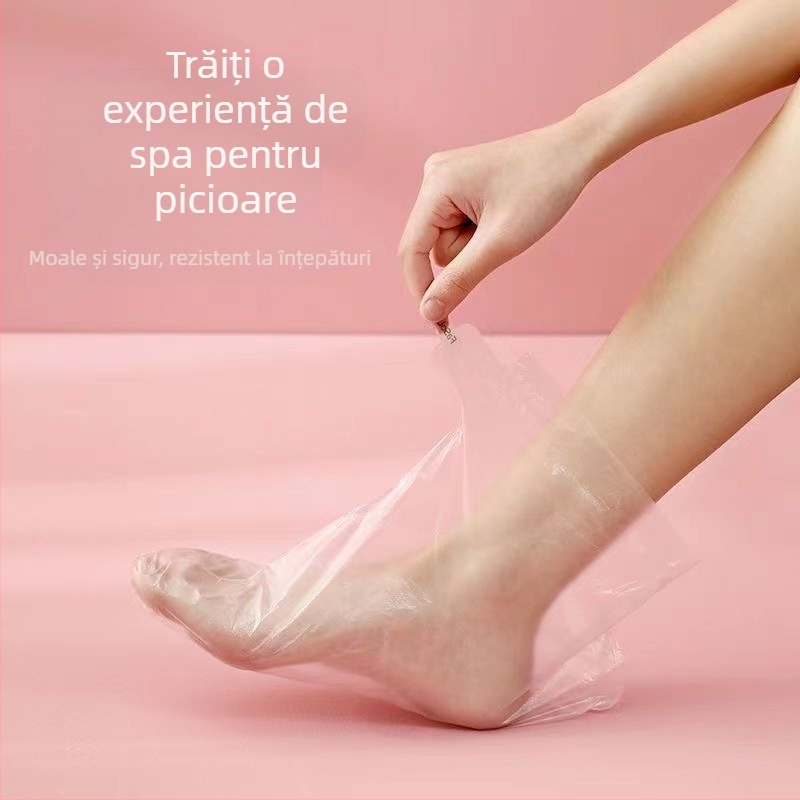 Acoperitoare de picioare de unică folosință din PE, transparente, protecție împotriva prafului, set de 100 buc.