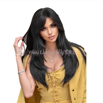 Emmor LC2068-8 Perucă lungă buclată, breton de opt caractere, fibră rezistentă la temperaturi înalte, construcție mecanică, poate fi vopsită, acoperire completă a capului