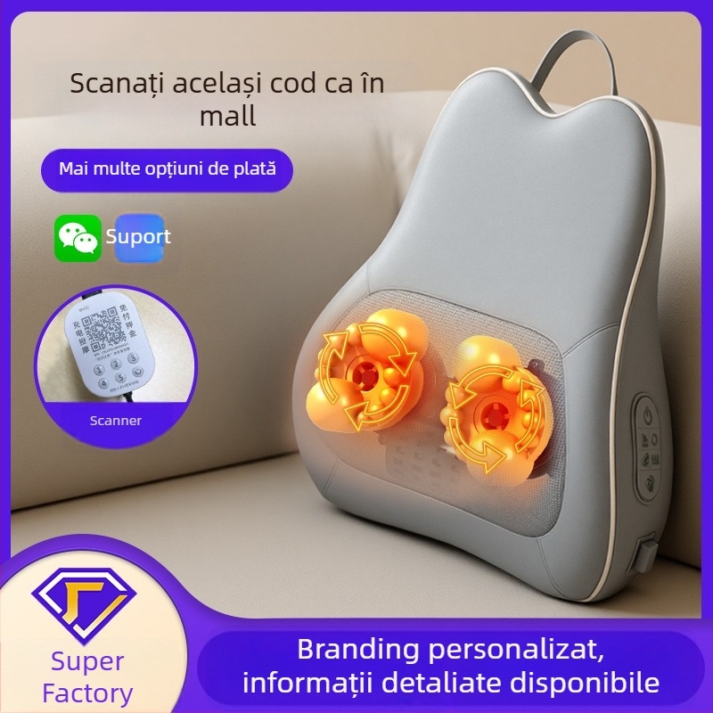 Pernă de masaj în formă de măr, cu 6+ capete, pentru gât, spate, talie, șolduri și picioare; 3 niveluri; masaj mecanic