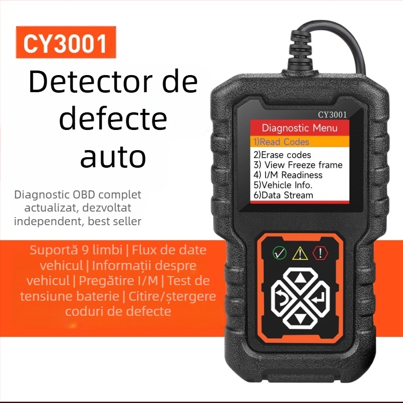CY3001 instrument de diagnoză OBD II pentru autovehicule, 9-16V, temperatură de funcționare -40 până la 65 °C