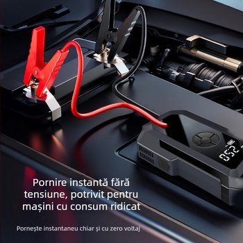 Pompa de aer portabilă pentru mașină, wireless, cu afișaj digital, iluminare și încărcare USB — 14.8V, până la 80W, flux 30 L/min