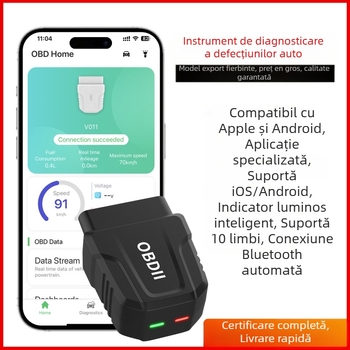 Scanner OBD2 pentru diagnoza defectelor auto, model V011, compatibil ELM327, 9-15V, 0-50°C, pentru OBD2