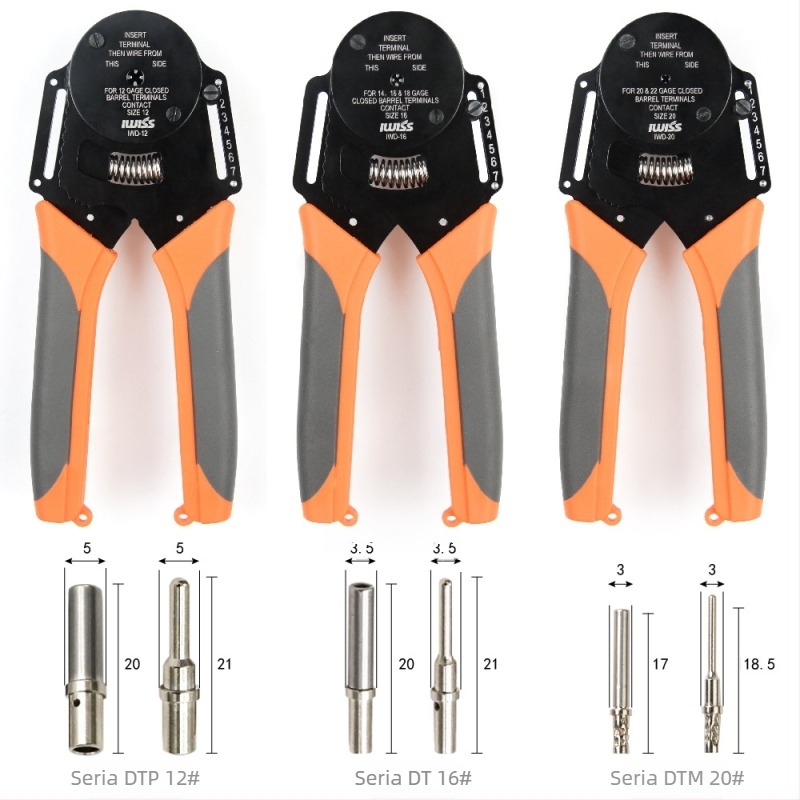 IWISS IWD-12/16/20 Clește sertizor manual pentru conectori Dechi, sertizare 4-puncte, oțel unelte, economie de efort, 0,32 kg