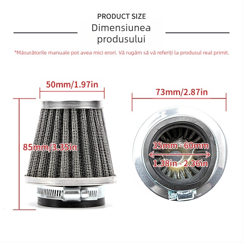 Filtru de aer pentru motocicletă L1 Mushroom Head – JBL, plasă din aluminiu, țesătură nețesută, cap de cauciuc