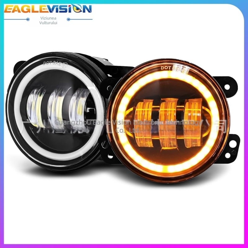 Lampă LED de ceață pentru Jeep Wrangler SUV off-road, carcasă din aluminiu, 6000K, cupă reflectorizantă, curent 0.75 A