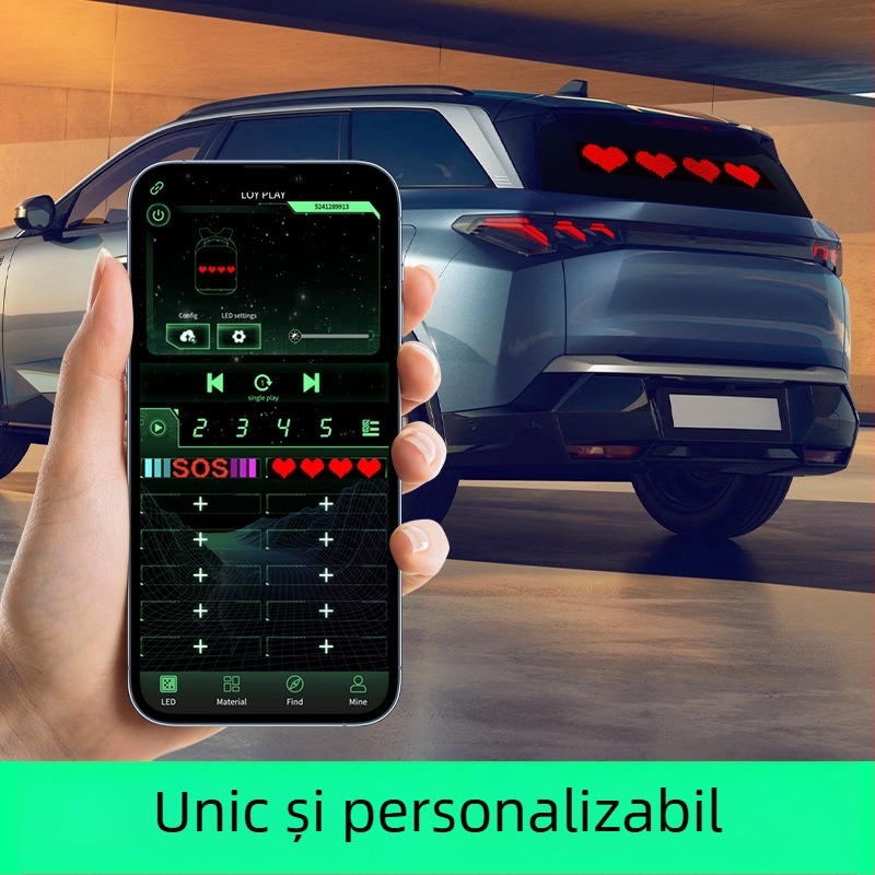 Lumină LED pentru mașină, ecran moale cu pixeli, PU+FPCB, 2W, 5V, 12A, compatibil universal