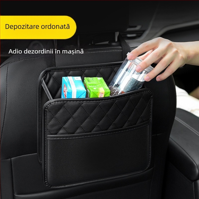 Geantă de depozitare pentru spătarul scaunului auto — piele, cu agățare, impermeabilă, capacitate mare, universal compatibilă