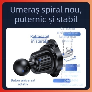Suport magnetic pentru telefon auto, rotație de 360°, montaj pe gurile de ventilație, compatibil universal, greutate 103 g
