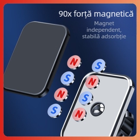 Suport magnetic pentru telefon auto, rotație de 360°, montaj pe gurile de ventilație, compatibil universal, greutate 103 g