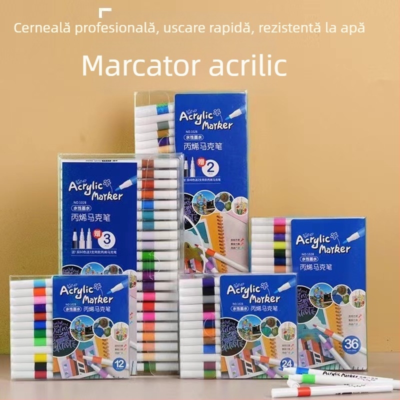 Marker acrilic pentru artă – rezistent la apă, nu se decolorează, potrivit pentru graffiti, ceramică și acuarelă – Joyful