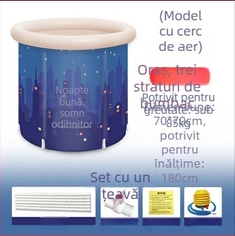 Găleată de baie pliabilă pentru adulți, material PVC/nylon, pentru baie, Water Beauty