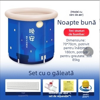 Găleată de baie pliabilă pentru adulți, material PVC/nylon, pentru baie, Water Beauty