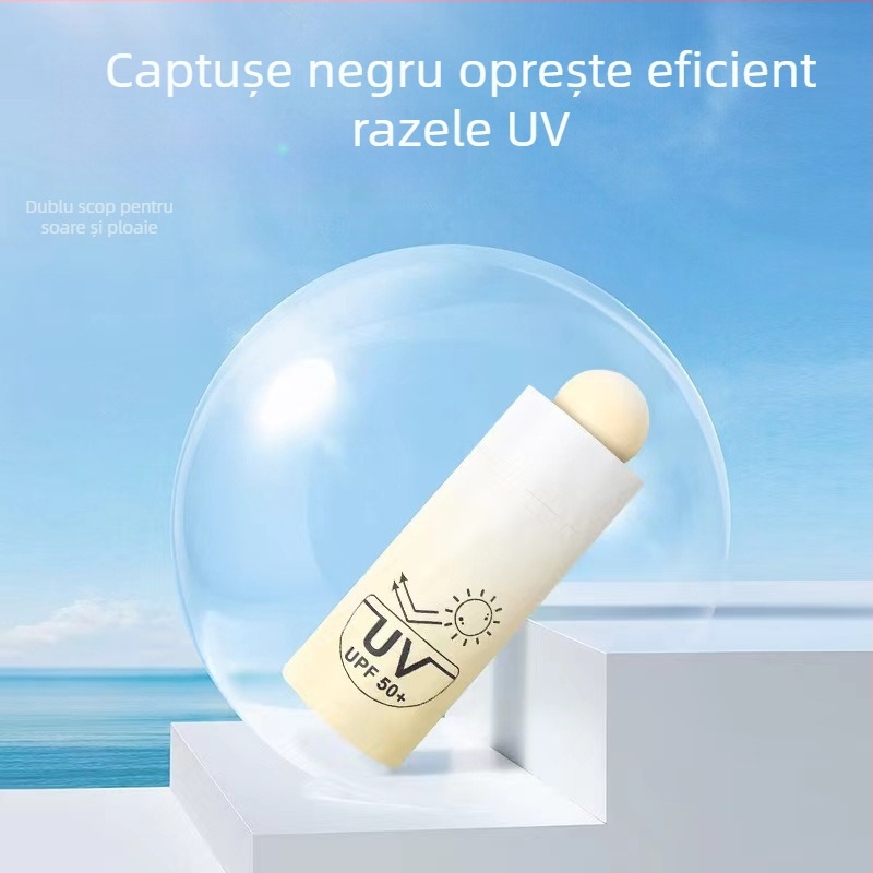 Umbrelă mini cu 5 segmente, ultraușoară, deschidere manuală, 6 brațe din fibră, tijă din aliaj, material țesătură 210T, UPF peste 50