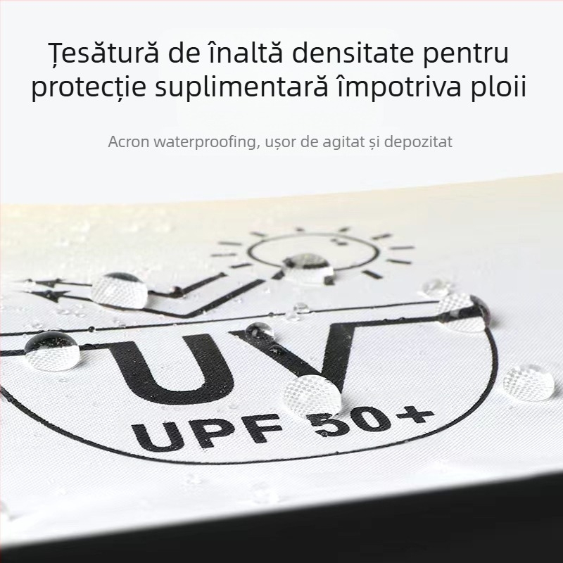 Umbrelă mini cu 5 segmente, ultraușoară, deschidere manuală, 6 brațe din fibră, tijă din aliaj, material țesătură 210T, UPF peste 50