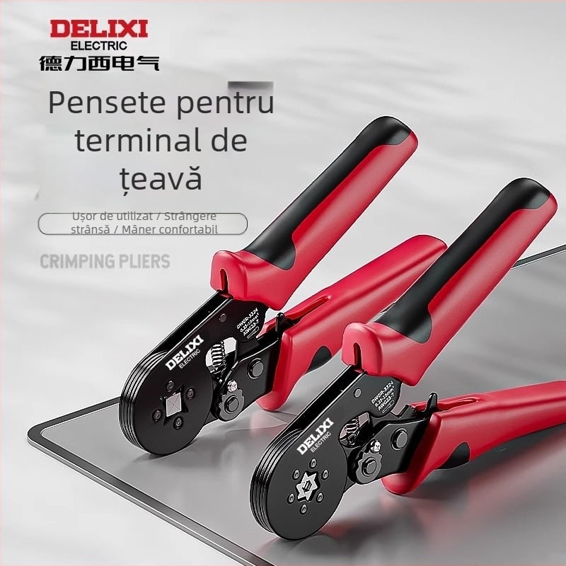Delixi Clește multifuncțional pentru terminale – tip ac, crimpare la rece, oțel aliat