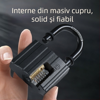 Lacăt pentru uz casnic - corp din cupru, rezistent la apă, finisaj satinat-mat; Model W-BLACK-DX; Brand OPEL; Utilizare: uși de dulap, uși de cameră, depozite