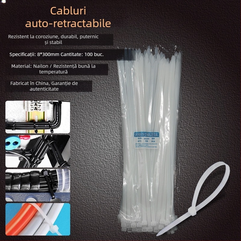 Curea din nailon cu încuietoare automată și cataramă din plastic pentru cabluri, utilizare casnică