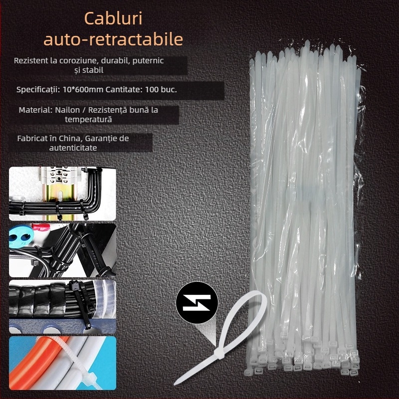 Curea din nailon cu încuietoare automată și cataramă din plastic pentru cabluri, utilizare casnică