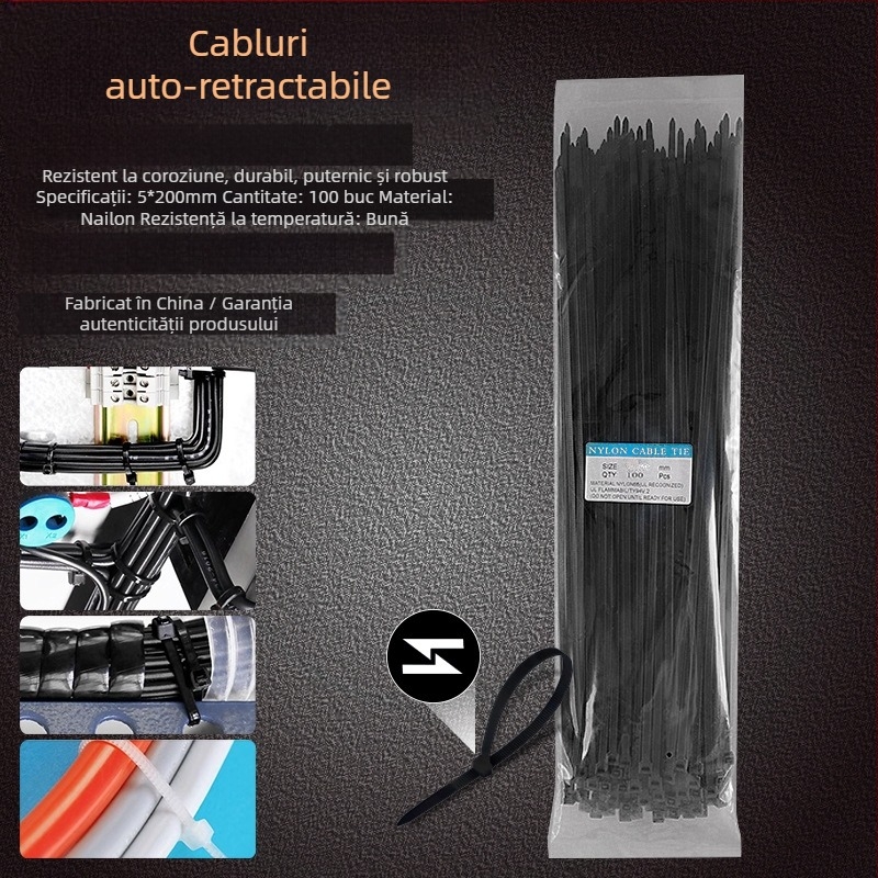 Curea din nailon cu încuietoare automată și cataramă din plastic pentru cabluri, utilizare casnică