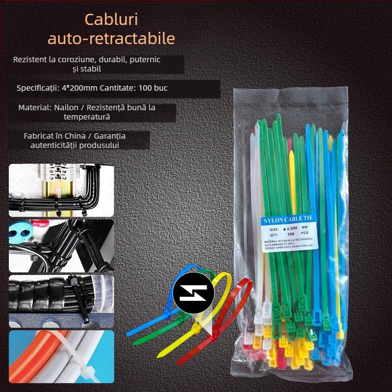 Curea din nailon cu încuietoare automată și cataramă din plastic pentru cabluri, utilizare casnică