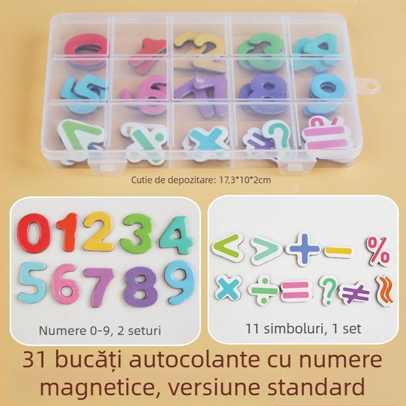 Autocolante magnetice cu litere și cifre pentru educație timpurie – jucărie de hârtie, pentru copii 3–6 ani, dezvoltare intelectuală, abilități matematice de bază (adunare și scădere)