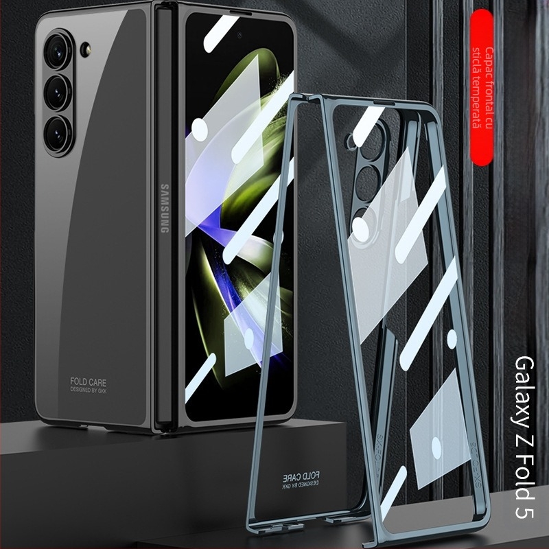 Carcasă de protecție pentru Samsung Z Fold7/6/5 — husă PC dură, fantomă electroplatată, rezistentă la șocuri, anti-amprente