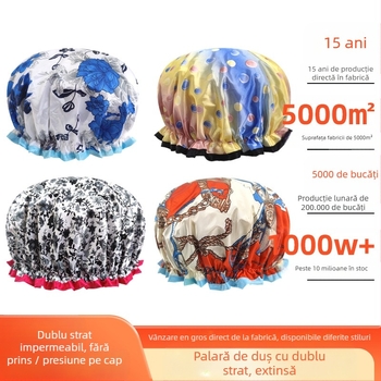 Bonetă de duș din PEVA, impermeabilă, cu dublu strat, fără logo, personalizabilă