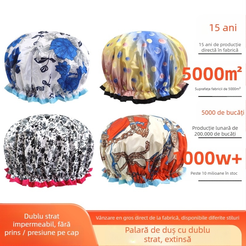 Bonetă de duș din PEVA, impermeabilă, cu dublu strat, fără logo, personalizabilă