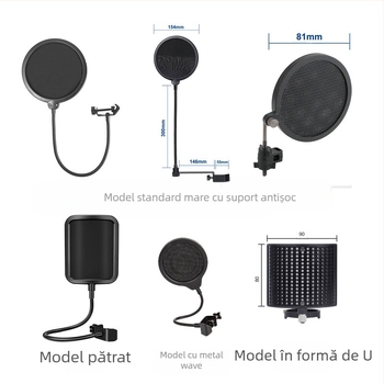 Valelet PS Series Accesorii pentru microfon condensator — Filtru cu formă U și protecție anti-vânt plus filtru pop, reducere zgomot, potrivit pentru karaoke și streaming live