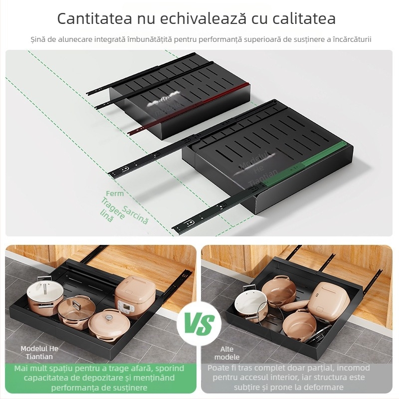 Raft telescopic de depozitare pentru bucătărie - multipurpose, fără instalare, oțel carbon, design modern minimalist, lansat în 2024