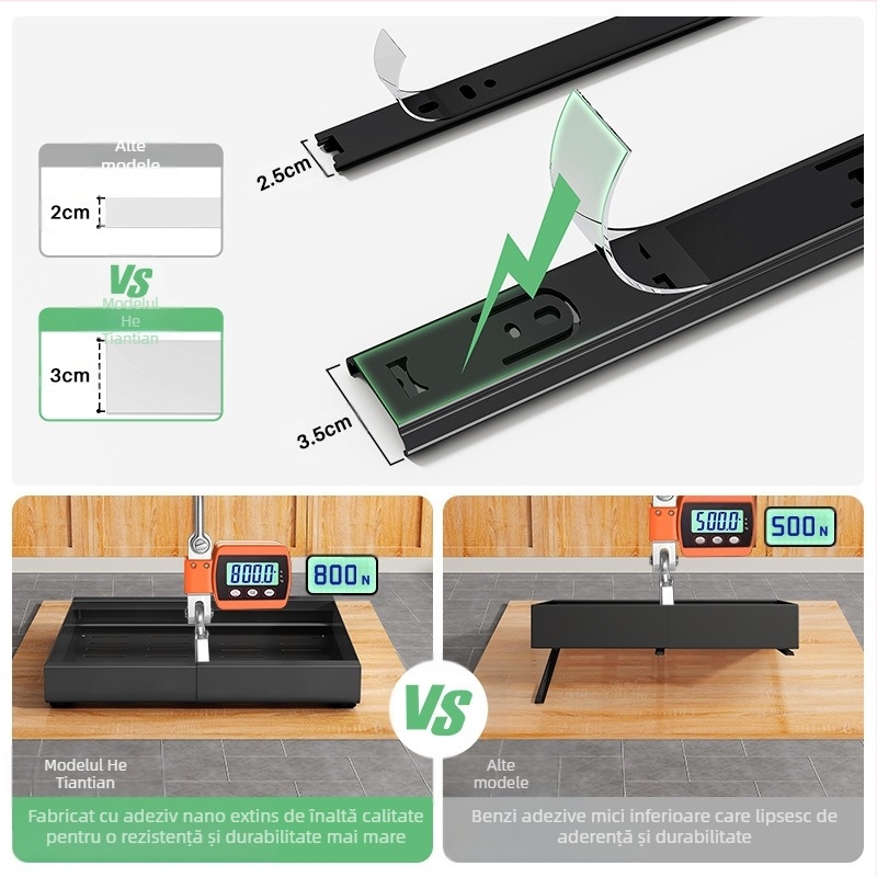 Raft telescopic de depozitare pentru bucătărie - multipurpose, fără instalare, oțel carbon, design modern minimalist, lansat în 2024