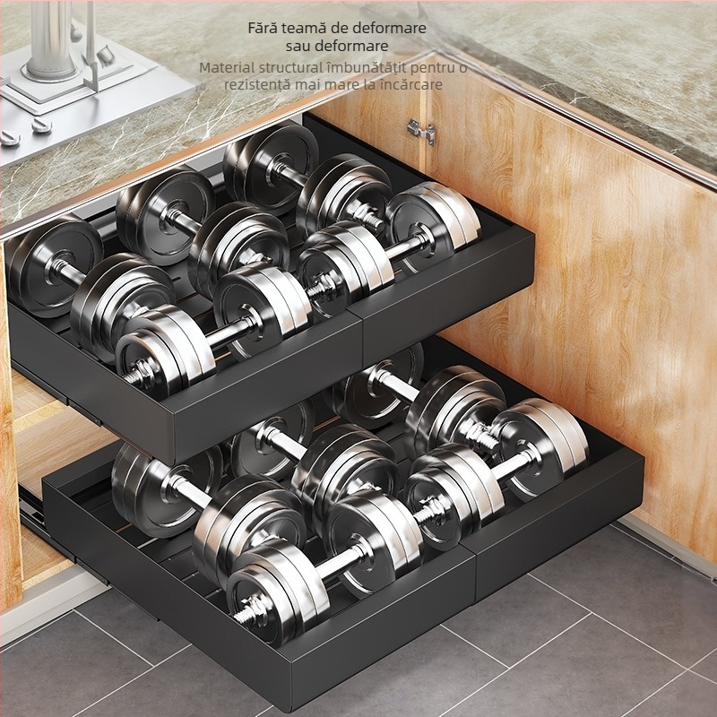 Raft telescopic de depozitare pentru bucătărie - multipurpose, fără instalare, oțel carbon, design modern minimalist, lansat în 2024