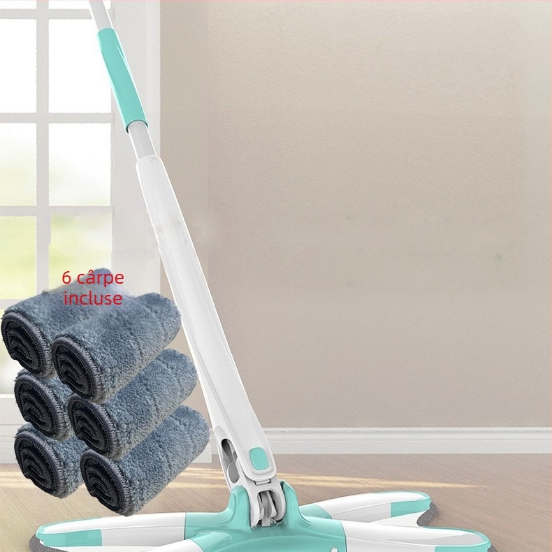 Mop plat cu clips de tip fluture — fără atingere cu mâna, pliabil, pentru uz umed și uscat