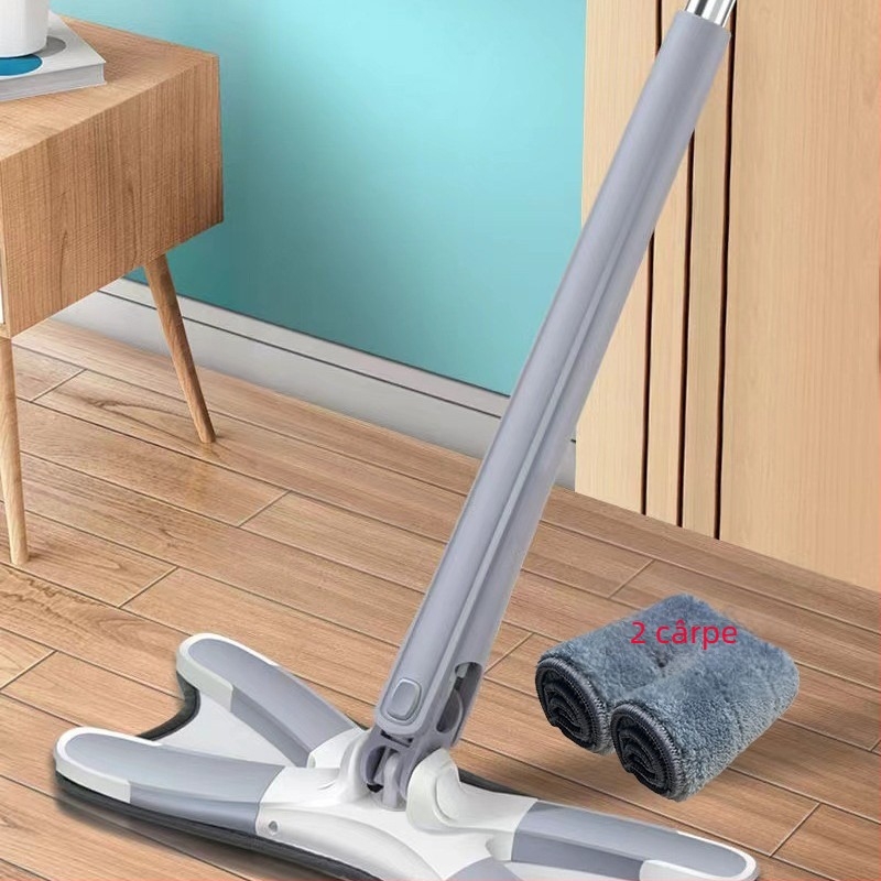 Mop plat cu clips de tip fluture — fără atingere cu mâna, pliabil, pentru uz umed și uscat