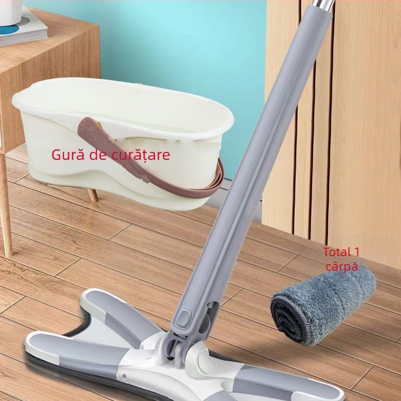 Mop plat cu clips de tip fluture — fără atingere cu mâna, pliabil, pentru uz umed și uscat
