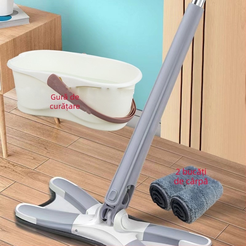 Mop plat cu clips de tip fluture — fără atingere cu mâna, pliabil, pentru uz umed și uscat