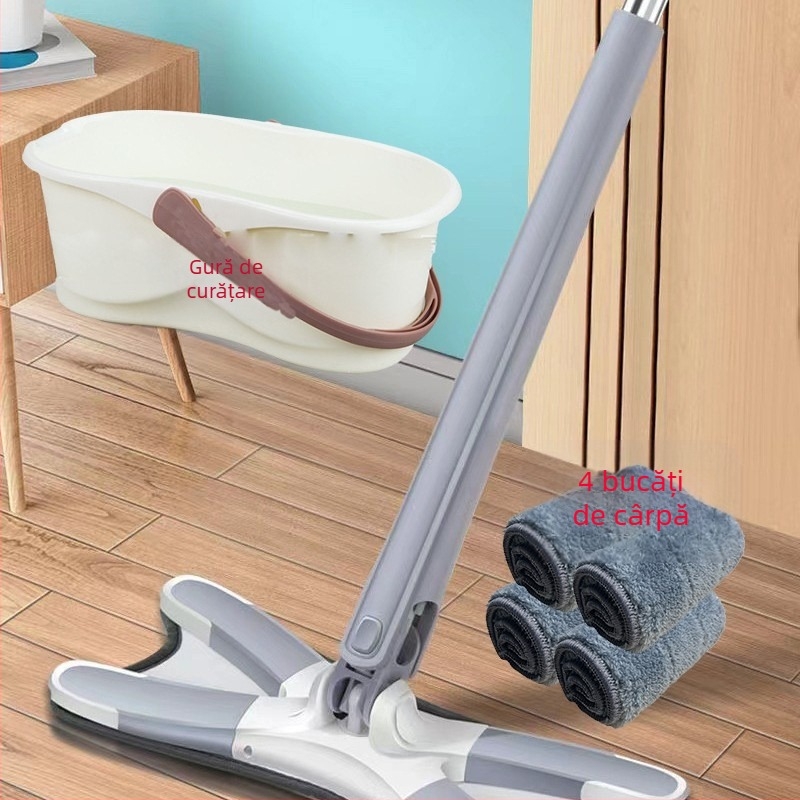Mop plat cu clips de tip fluture — fără atingere cu mâna, pliabil, pentru uz umed și uscat