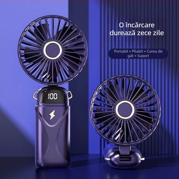 Ventilator mic pliabil USB, cu afișaj digital, pentru birou, cămin și utilizare în aer liber
